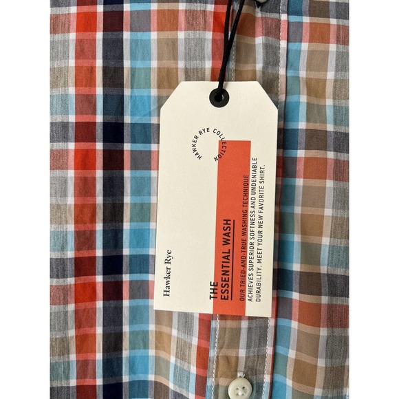 NWT Hawker Rye Multi Color Plaid Essential Wash Button Down Shirt Men’s Large - Picture 4 of 6
